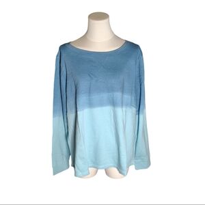 Nwot Metropolitan Ombre Blue Colorblock Sweatshirt Tee Size Extra Large